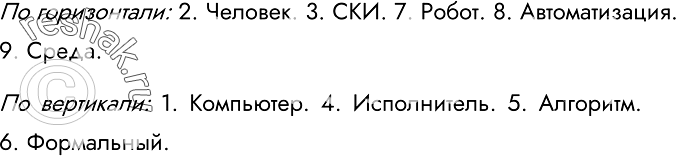 Изображение 177.	Разгадайте кроссворд «Алгоритмы и исполнители».По горизонтали. 2. Разработчик алгоритмов; управляет работой других исполнителей по исполнению алгоритмов;...
